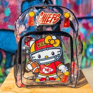 HELLO KITTY Kansas City Chiefs Clear Backpack 15” - Black | Handmade